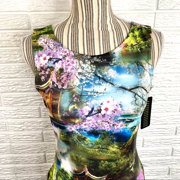 Cocoom Asian Landscape Bodycon Neoprene Dress - Picture 2 of 8